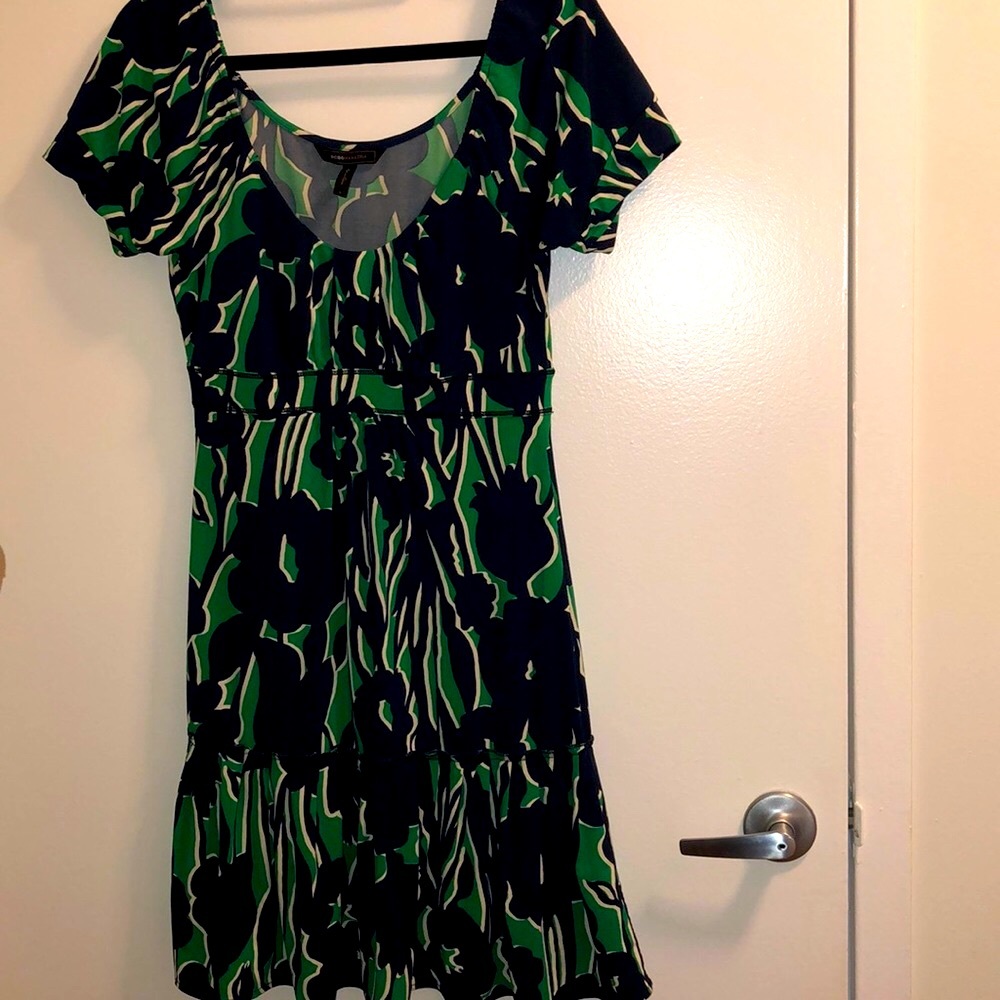 BCBG green and blue jersey dress